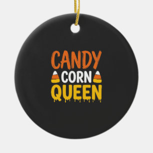 Candy Corn Queen Halloween Graphic_1 Ceramic Tree Decoration