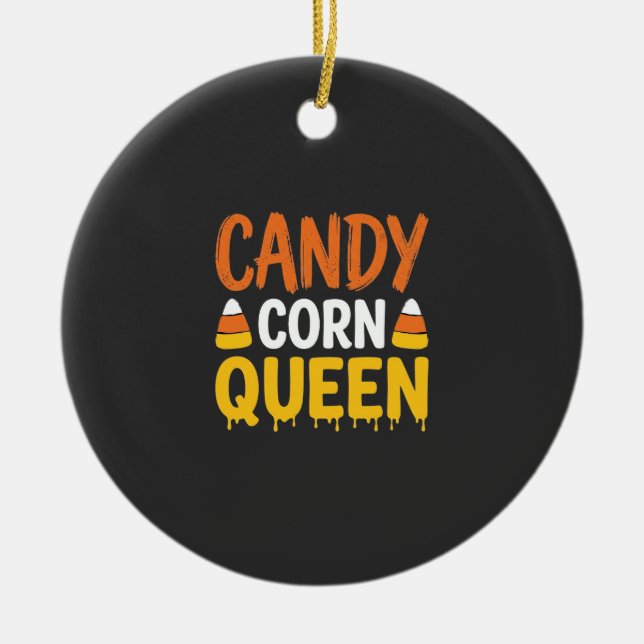 Candy Corn Queen Halloween Graphic_1 Ceramic Tree Decoration (Front)