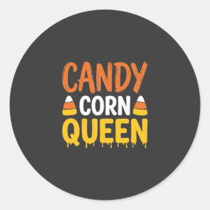 Candy Corn Queen Halloween Graphic_1 Classic Round Sticker