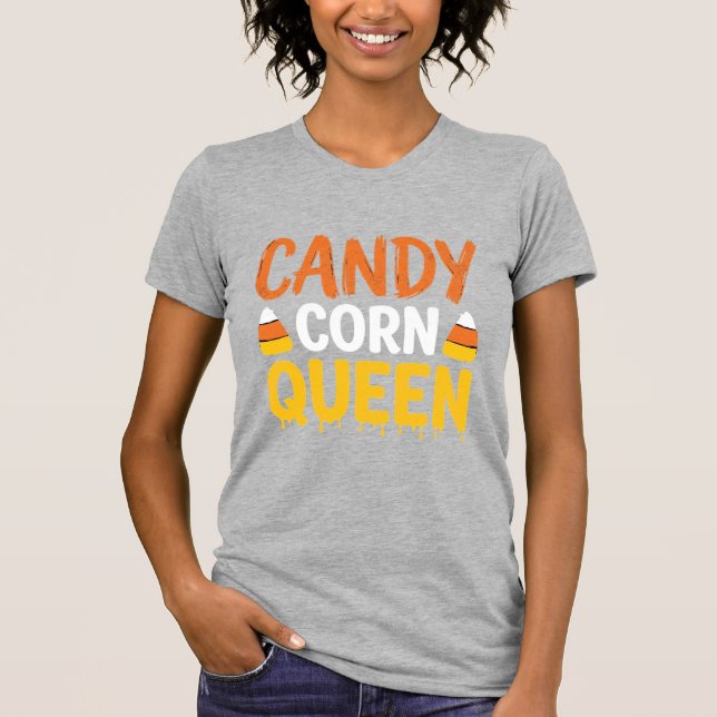Candy Corn Queen Halloween Graphic_1 T-Shirt (Front)