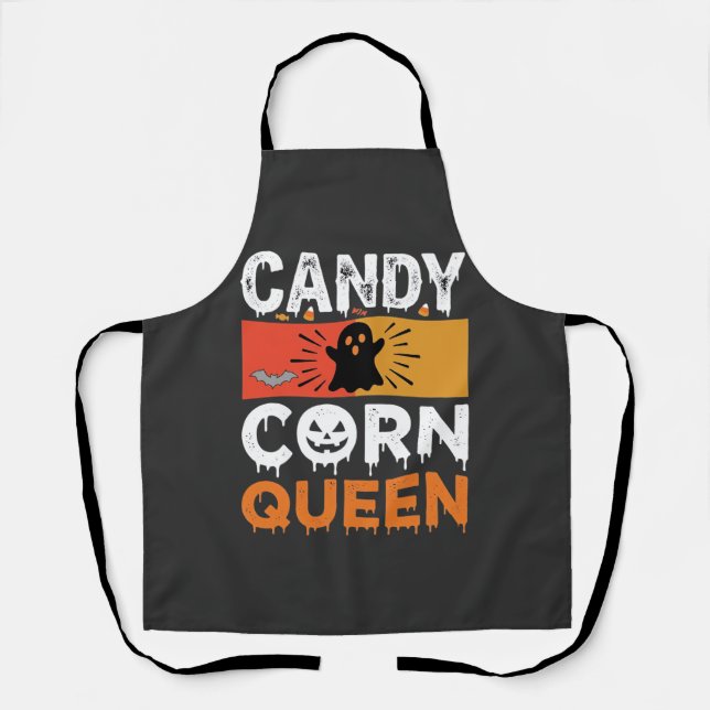 Candy Corn Queen Halloween SVG Design Apron (Front)