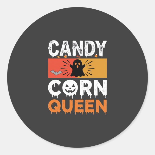 Candy Corn Queen Halloween SVG Design Classic Round Sticker (Front)