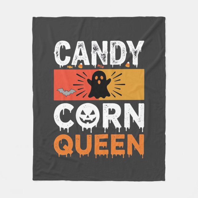 Candy Corn Queen Halloween SVG Design Fleece Blanket (Front)