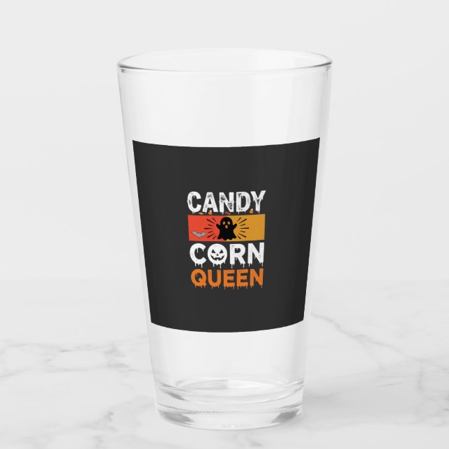 Candy Corn Queen Halloween SVG Design Glass (Front)