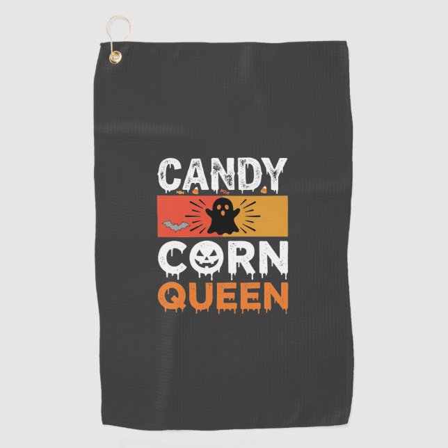 Candy Corn Queen Halloween SVG Design Golf Towel (Front)