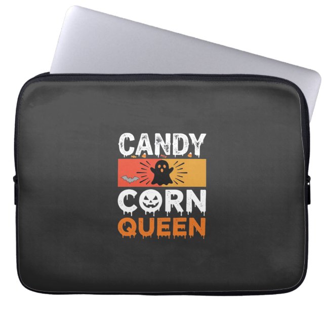 Candy Corn Queen Halloween SVG Design Laptop Sleeve (Front)
