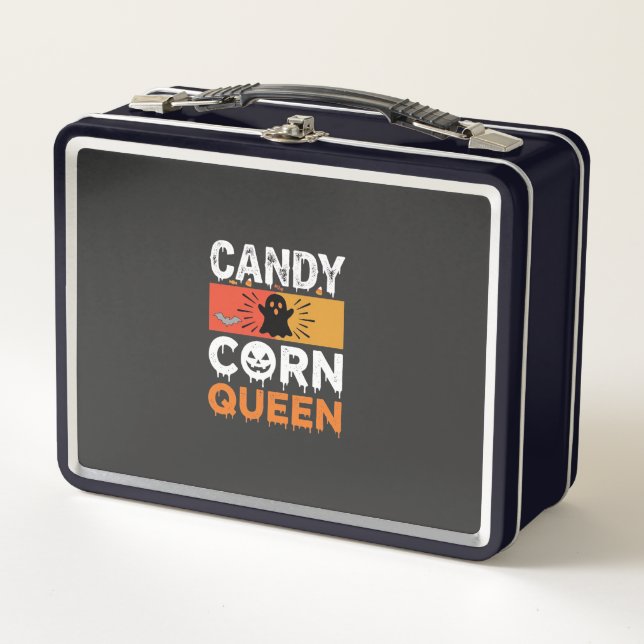 Candy Corn Queen Halloween SVG Design Metal Lunch Box (Front)
