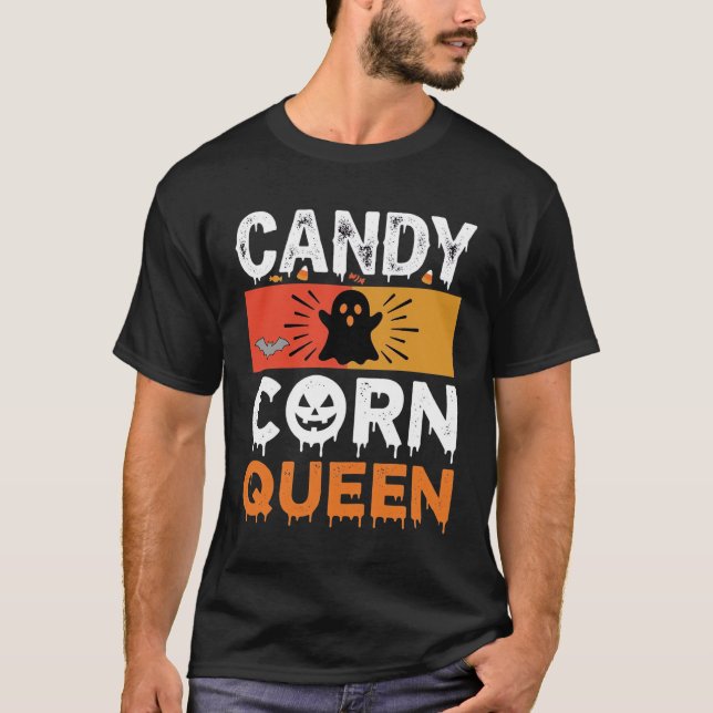 Candy Corn Queen Halloween SVG Design T-Shirt (Front)