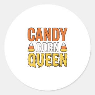 Candy Corn Queen Vintage Halloween T-Shirt Design_ Classic Round Sticker