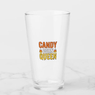 Candy Corn Queen Vintage Halloween T-Shirt Design_ Glass