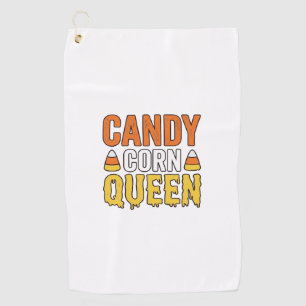 Candy Corn Queen Vintage Halloween T-Shirt Design_ Golf Towel
