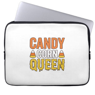 Candy Corn Queen Vintage Halloween T-Shirt Design_ Laptop Sleeve