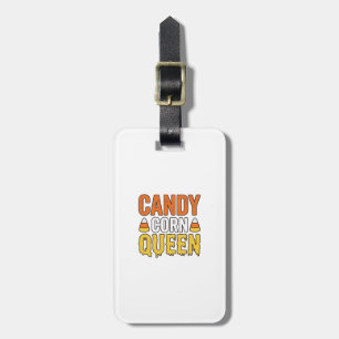 Candy Corn Queen Vintage Halloween T-Shirt Design_ Luggage Tag