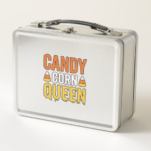 Candy Corn Queen Vintage Halloween T-Shirt Design_ Metal Lunch Box