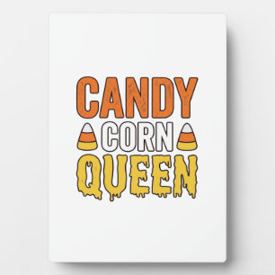 Candy Corn Queen Vintage Halloween T-Shirt Design_ Plaque