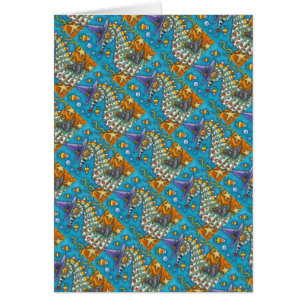 CANDY CORN SEAHORSE, UNDER THE SEA HALLOWEEN CARD