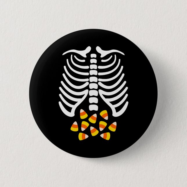 Candy Corn Skeleton Rib Cage Halloween Costume  6 Cm Round Badge (Front)