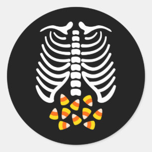 Candy Corn Skeleton Rib Cage Halloween Costume  Classic Round Sticker