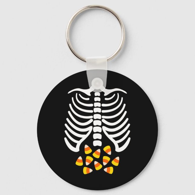Candy Corn Skeleton Rib Cage Halloween Costume  Key Ring (Front)
