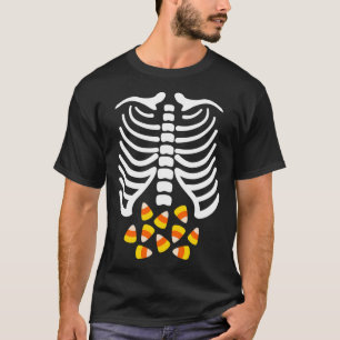 Candy Corn Skeleton Rib Cage Halloween Costume  T-Shirt