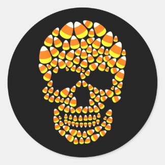 Candy Corn Skull Halloween Funny Costume Classic Round Sticker