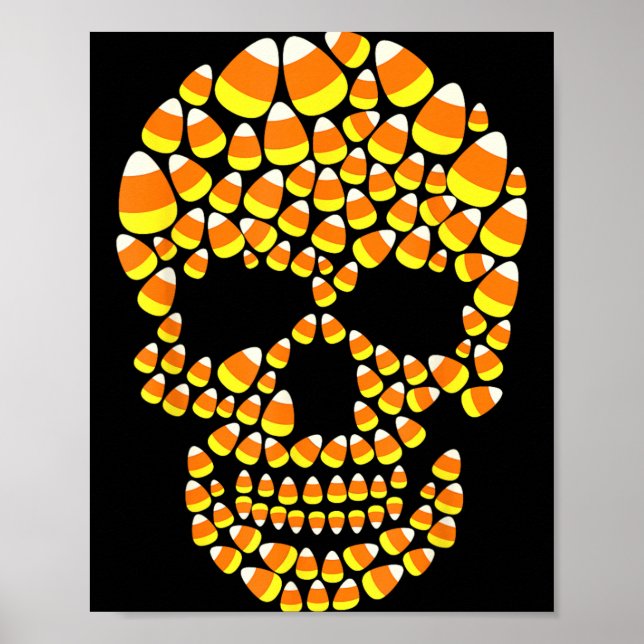 Candy Corn Skull Halloween Funny Costume Poster (Front)