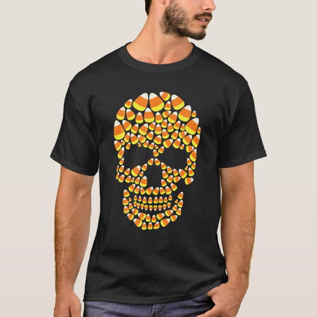 CANDY CORN Skull Halloween Funny Costume T-Shirt (Front)