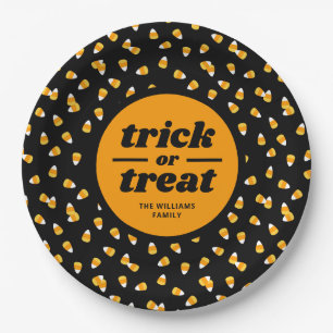 Candy Corn Trick or Treat Halloween Party Paper Plate