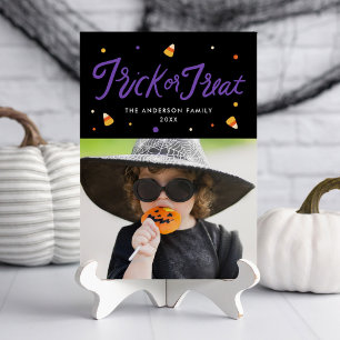 Candy Corn Trick or Treat Halloween Photo Card