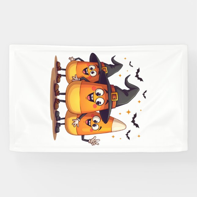 Candy Corn Trio � Funny Halloween Characters Banner (Horizontal)