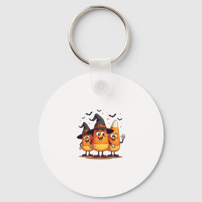 Candy Corn Trio � Funny Halloween Characters Key Ring (Front)