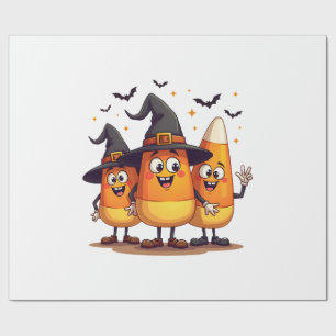 Candy Corn Trio � Funny Halloween Characters Wrapping Paper