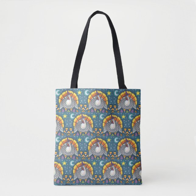 CANDY CORN TURKEY THANKSGIVING SHOULDER TOTE BAG (Front)