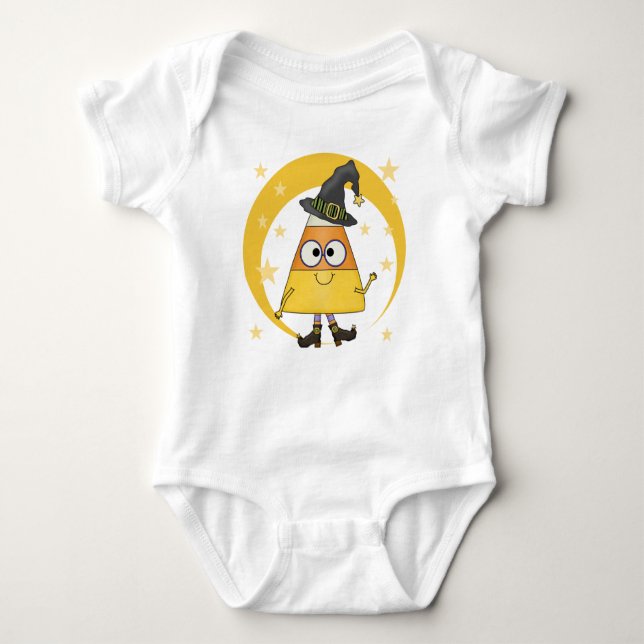 Candy Corn Witch Halloween Baby Bodysuit (Front)
