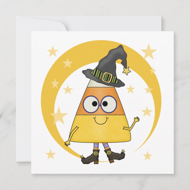 Candy Corn Witch Halloween Card (Front)