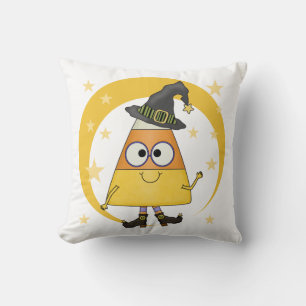 Candy Corn Witch Halloween Cushion