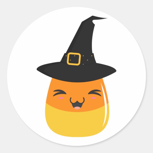 Candy Corn Witch Halloween Emoji Stickers (Front)