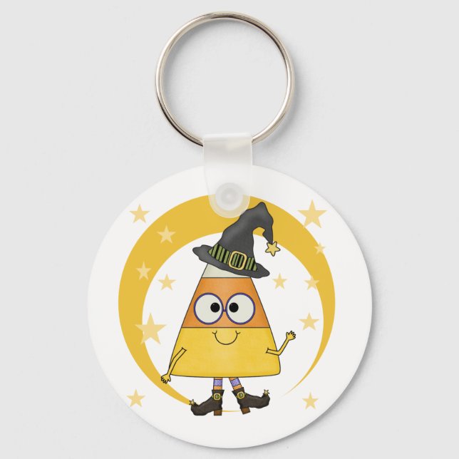Candy Corn Witch Halloween Key Ring (Front)