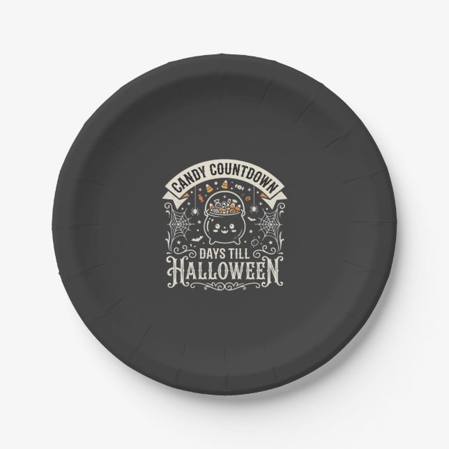 Candy Countdown Halloween Vector Design Paper Plate (Front)