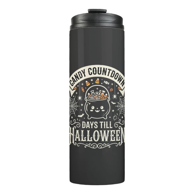 Candy Countdown Halloween Vector Design Thermal Tumbler (Front)