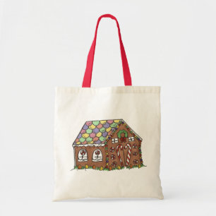 Candy-Covered Gingerbread House Christmas Holiday Tote Bag