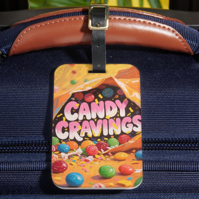 “Candy Cravings” Vibrant Candy - Themed  Luggage Tag (Front Insitu 2)
