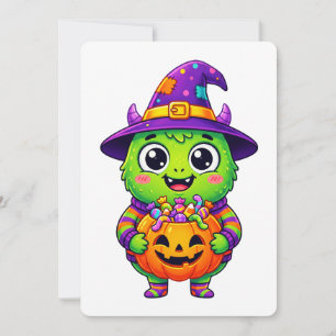 Candy Creature Witch with Pumpkin Invitation