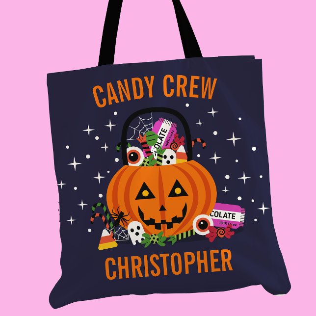 Candy Crew Pumpkin Bucket Personalised Halloween Tote Bag (Creator Uploaded)