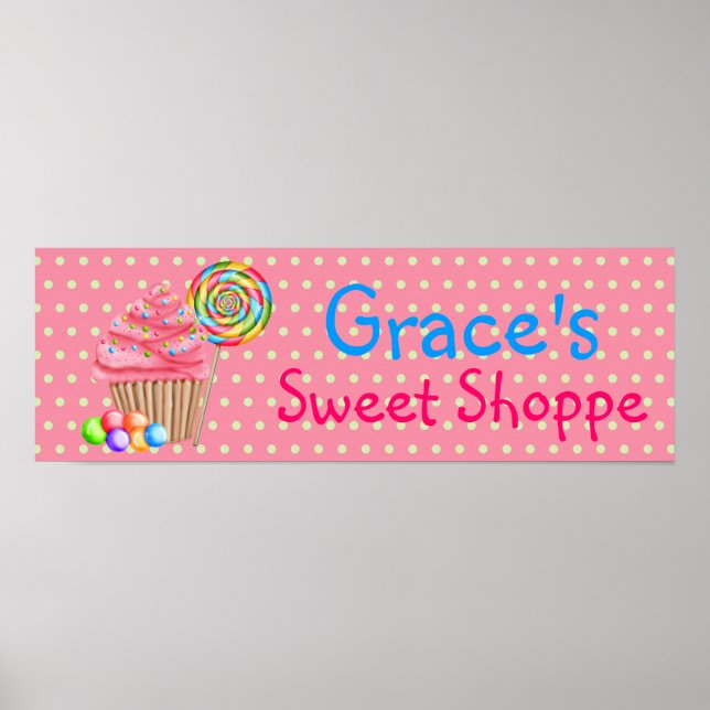Candy Cupcakes Sweet Shoppe Banner Poster (Front)