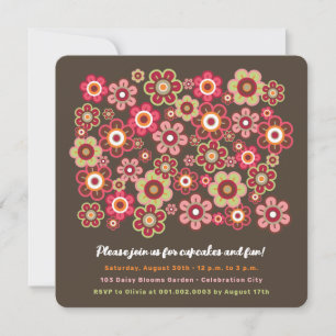 Candy Daisies Bloom Kids Birthday Photo Invitation