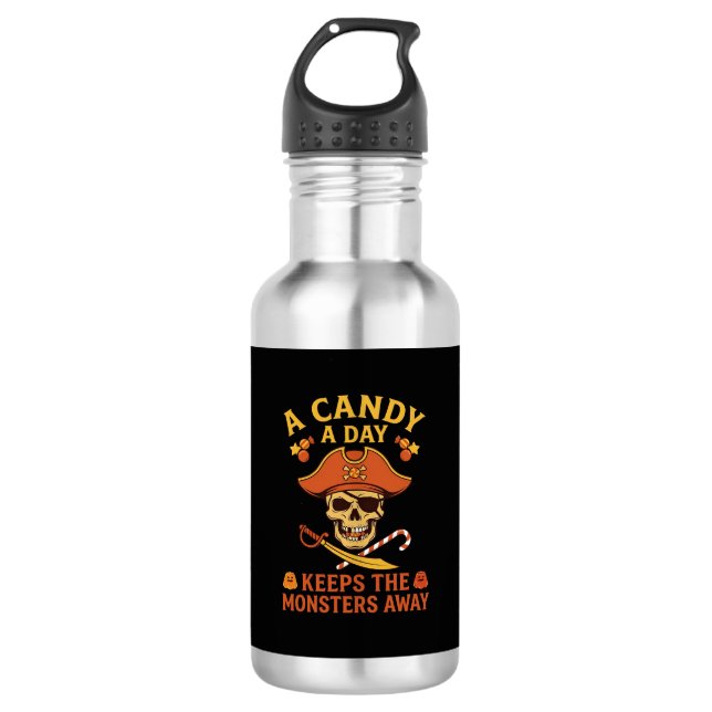 Candy Day Halloween Pirate Skull Cane 532 Ml Water Bottle (Front)