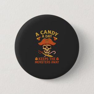 Candy Day Halloween Pirate Skull Cane 6 Cm Round Badge