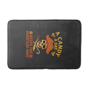 Candy Day Halloween Pirate Skull Cane Bath Mat