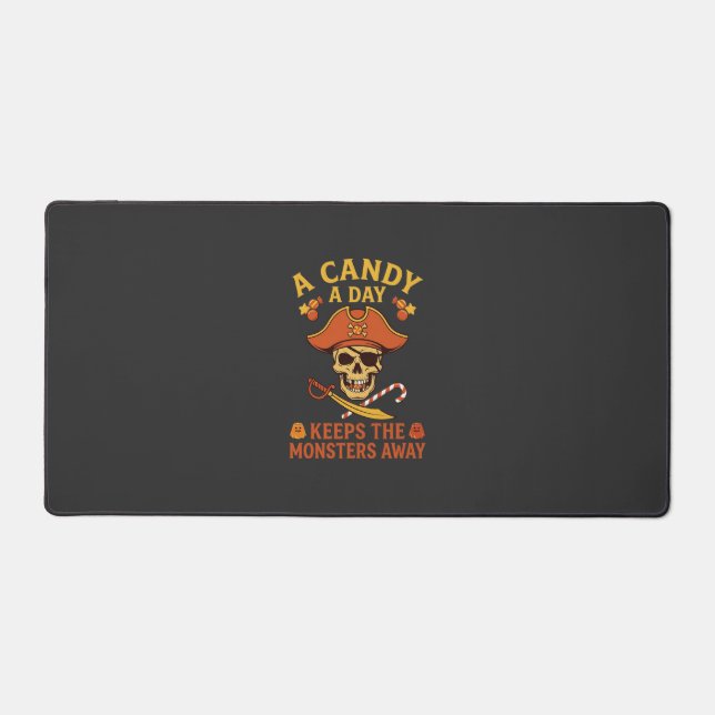 Candy Day Halloween Pirate Skull Cane Desk Mat (Front)
